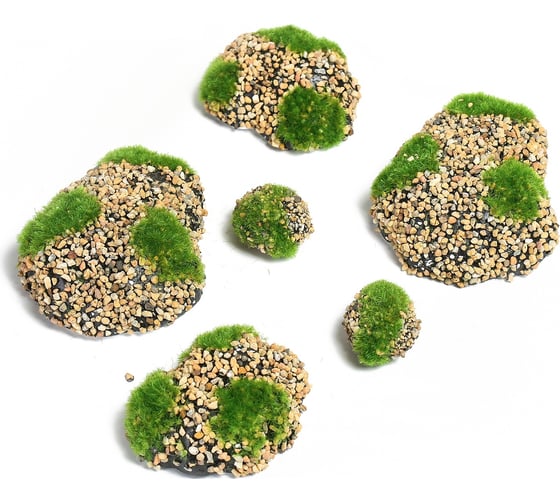 Искусственный мох с каменной крошкой Greengo Камни 6 шт., ассорти: 2 больших, 2 средних, 2 маленьких 4488260