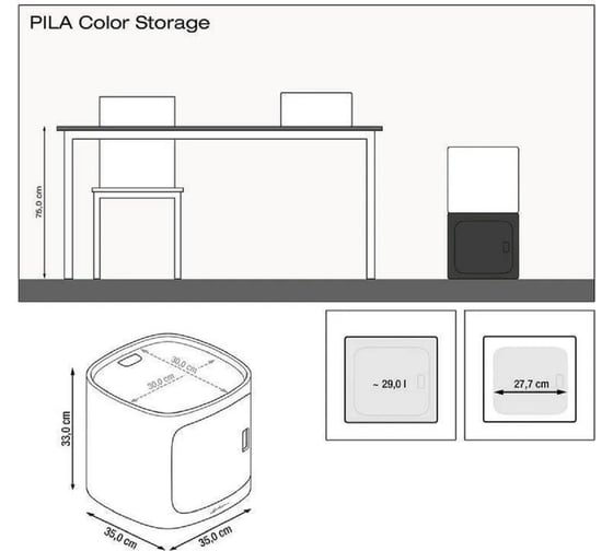 Модуль-подставка для хранения инвентаря LECHUZA PILA STORAGE Color светло-серый 15924
