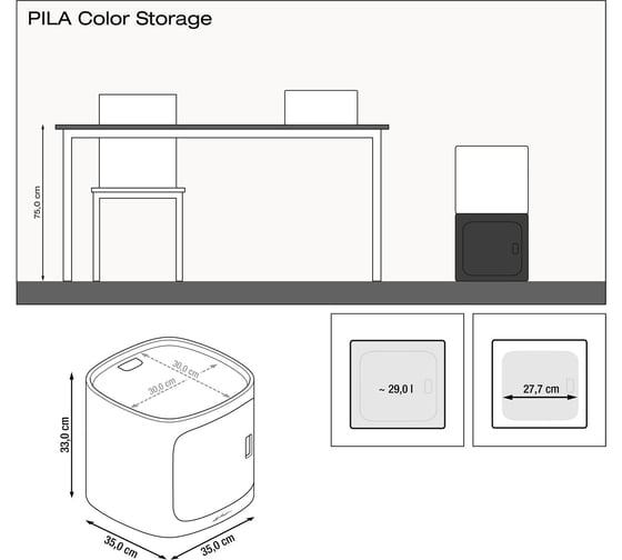 Модуль-подставка для хранения инвентаря LECHUZA PILA STORAGE Color бирюзовый 15922