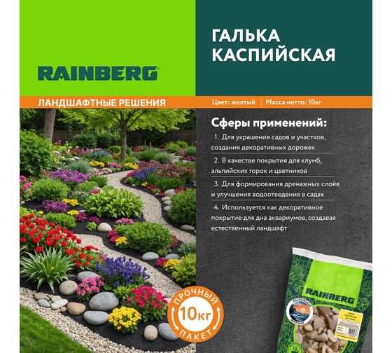 Галька каспийская Rainberg фр. 20-40 мм, 10 кг 6463