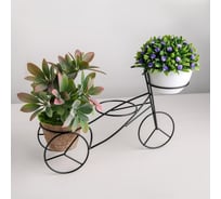 Подставка для цветов Доляна Велосипед диаметр 8.3 см, 34.5х10х20.5 см, черная 4590435