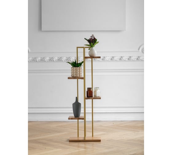 Стеллаж-подставка под кашпо GreenWeen Loft 6 золотая GW-L6-115G