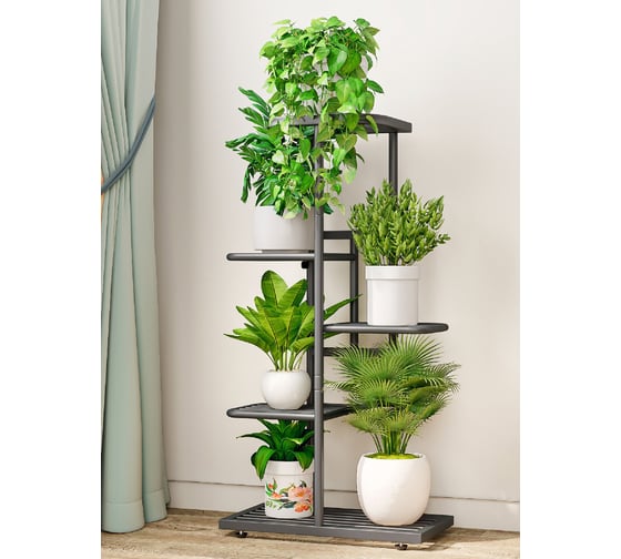 Подставка для цветов GARDEN SHOW 6 мест, 41х22х98 см, цвет графит 266385