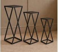 Подставки интерьерные Metall78.ru Витые в стиле LOFT (3шт.) для цветов, растений, предметов интерьера, цвет чёрный ТР-ВИТ-90/70/50-9005