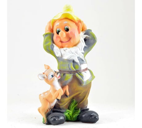 Садовая фигура СКАЗКА Гном с олененком JNG294