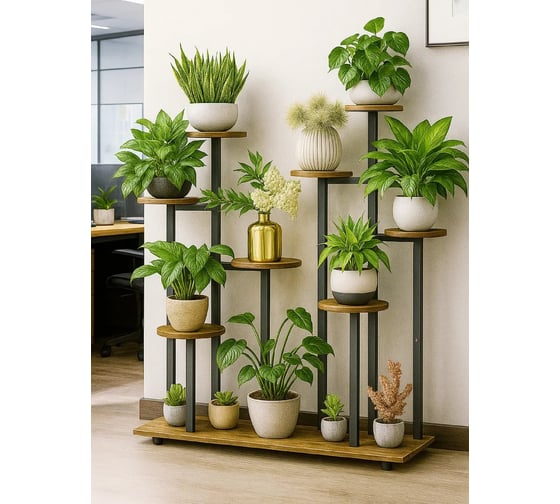 Подставка GARDEN SHOW №11, 13 мест, МДФ (орех), 90х23,7х109,4 см, металл черный 266714