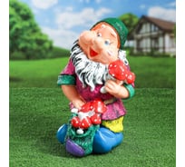 Садовая фигура СИМАЛЕНД Гном с грибами гипс, 37 см 1308950