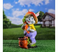 Садовая фигура с кашпо СИМАЛЕНД Заяц с мешком разноцветная, 40 см 7769082