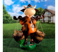 Садовая фигура СИМАЛЕНД Корова с ведрами бежевая, 47 см 6581917