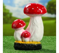 Садовая фигура СИМАЛЕНД Три мухомора на пне 15х20х26 см 1422424
