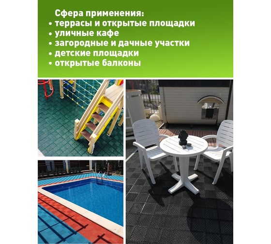 Садовые дорожки, покрытие для сада, дачи, террасы, бассейна ПластФактор City 1 кв.м. зеленый 4627080346789