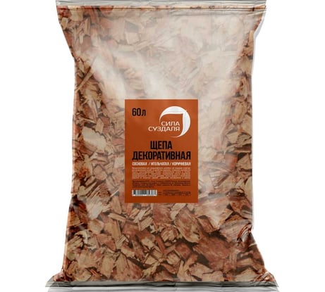 Декоративная щепа Сила Суздаля коричневая, 60 л 4680004062387