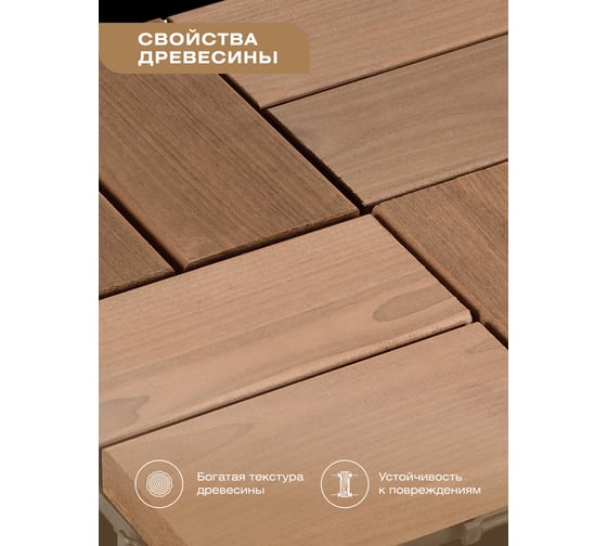 Садовый паркет Thermodecking Т30 термоберёза, 18x300x300 мм, 6 шт. 4687202452422