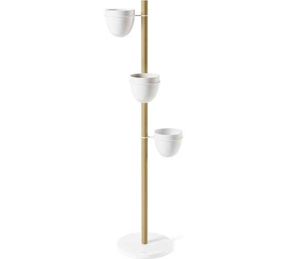 Подставка для растений Umbra Floristand, белая/натуральное дерево, 3 горшка 1013880-668