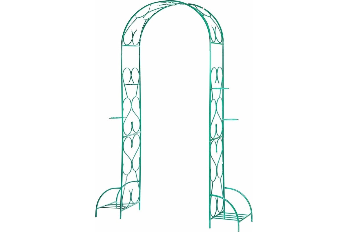 Большая разборная арка ООО Ярмарка-Тверь Тюльпан с чашами для горшков,  зеленая, труба диам. 16 и 10 мм Т1036