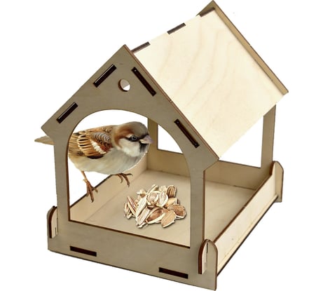 Деревянная модель для сборки PREZENT Кормушка садовая 2, 17x14.5x18 см КРМ-002