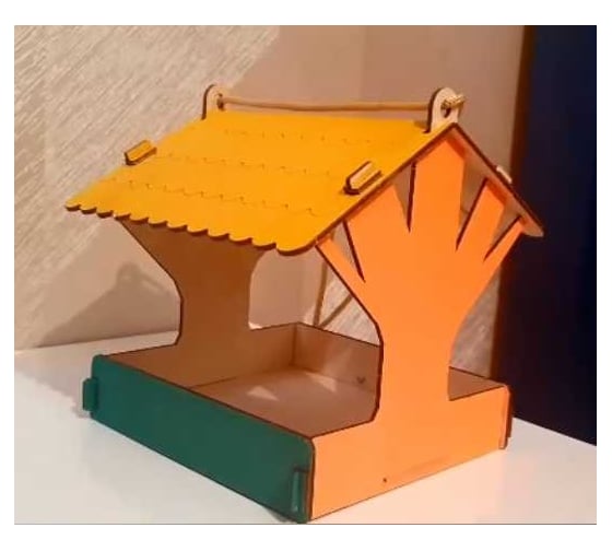 Деревянная модель для сборки PREZENT Кормушка садовая 6, 21.5x19.5x18 см КРМ-006