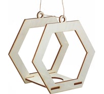 Подвесная подставка для кашпо INBLOOM шестиугольник 22x23x14 см, веревка 1.5 м, дерево 177-017