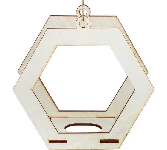 Подвесная подставка для кашпо INBLOOM шестиугольник 22x23x14 см, веревка 1.5 м, дерево 177-017