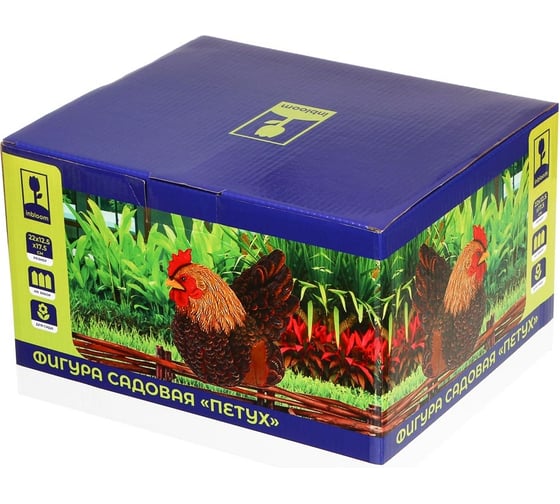 Садовая фигура INBLOOM на забор Петух 22x12.5x17.5 см, полирезина 162-234