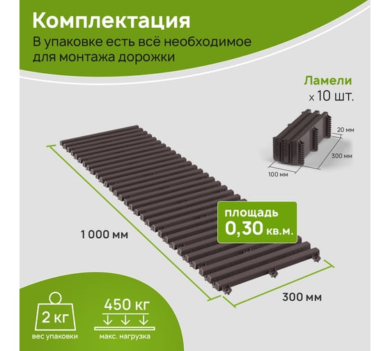 Садовая дорожка Еврогрядка 300x1000 мм, венге EGDOR30x100
