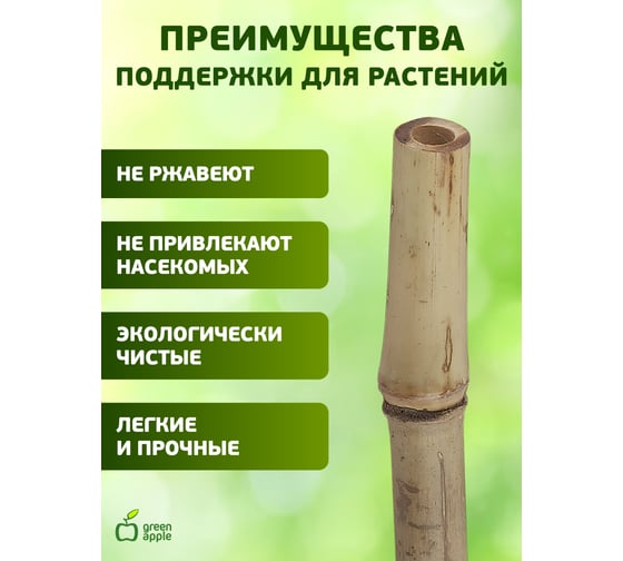 Бамбуковая поддержка GREEN APPLE GBS-8-75 75 см, 8 мм, 5 шт Б0008330