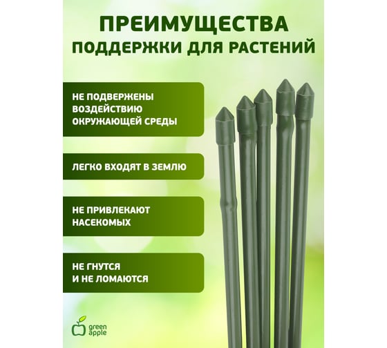 Поддержка металл в пластике стиль бамбук GREEN APPLE GCSB-11-150 150 cм, 11 мм, 5 шт Б0010289
