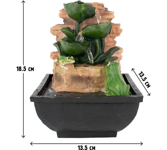 Фонтан комнатный GARDEN SHOW Водопад с лягушками 13,5x13,5x18,5 см., 1/12 ПТ000002272