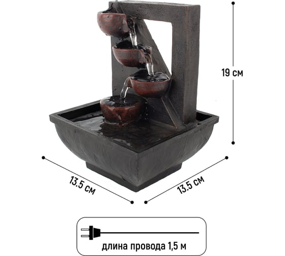 Фонтан комнатный GARDEN SHOW Каскад 13,5x13,5x19 см., 1/12 ПТ000002270