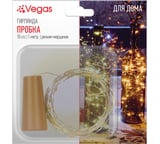 Электрогирлянда VEGAS Пробка, 10 тёплых LED ламп, РОСА, серебристый провод, 1 м, на батарейках 55128