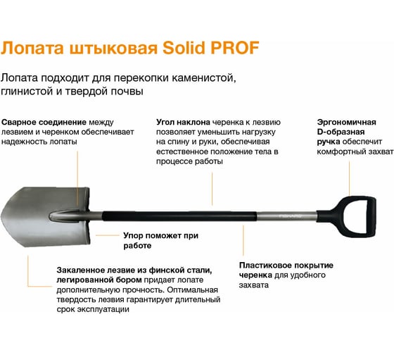 Штыковая лопата Fiskars Solid PROF 1050649 8