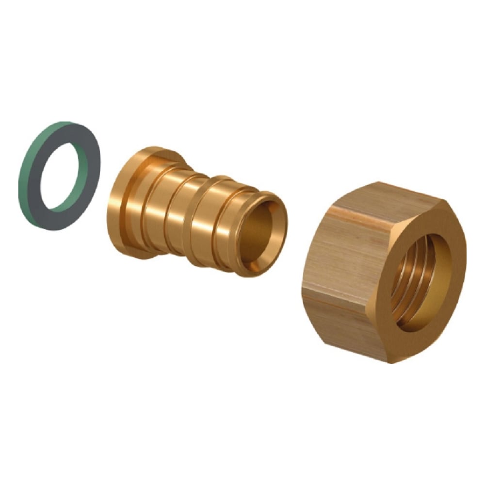 Штуцер Usystems с накидной гайкой латунный для труб pe-xa 20-g1/2"нг ...