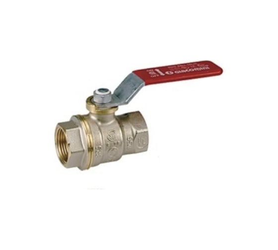 Кран шаровой Giacomini R910, DADO, 1/2, ВВ, ручка-рычаг красный, никелированный R910X023