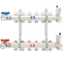 Коллекторная группа ITAP 1"х3/4"х6 выходов в сборе с запорными клапанами + комплект шаровых кранов с термометрами 9100010006034C 910(1"X3/4"X6)