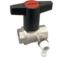 Шаровой кран Oventrop Optibal, DN-25, 1, ВВ, PN, бар-16, ручка-пластмассовая, удлинённая антрацит, никелированный, со штуцером для слива 1/4 1077808