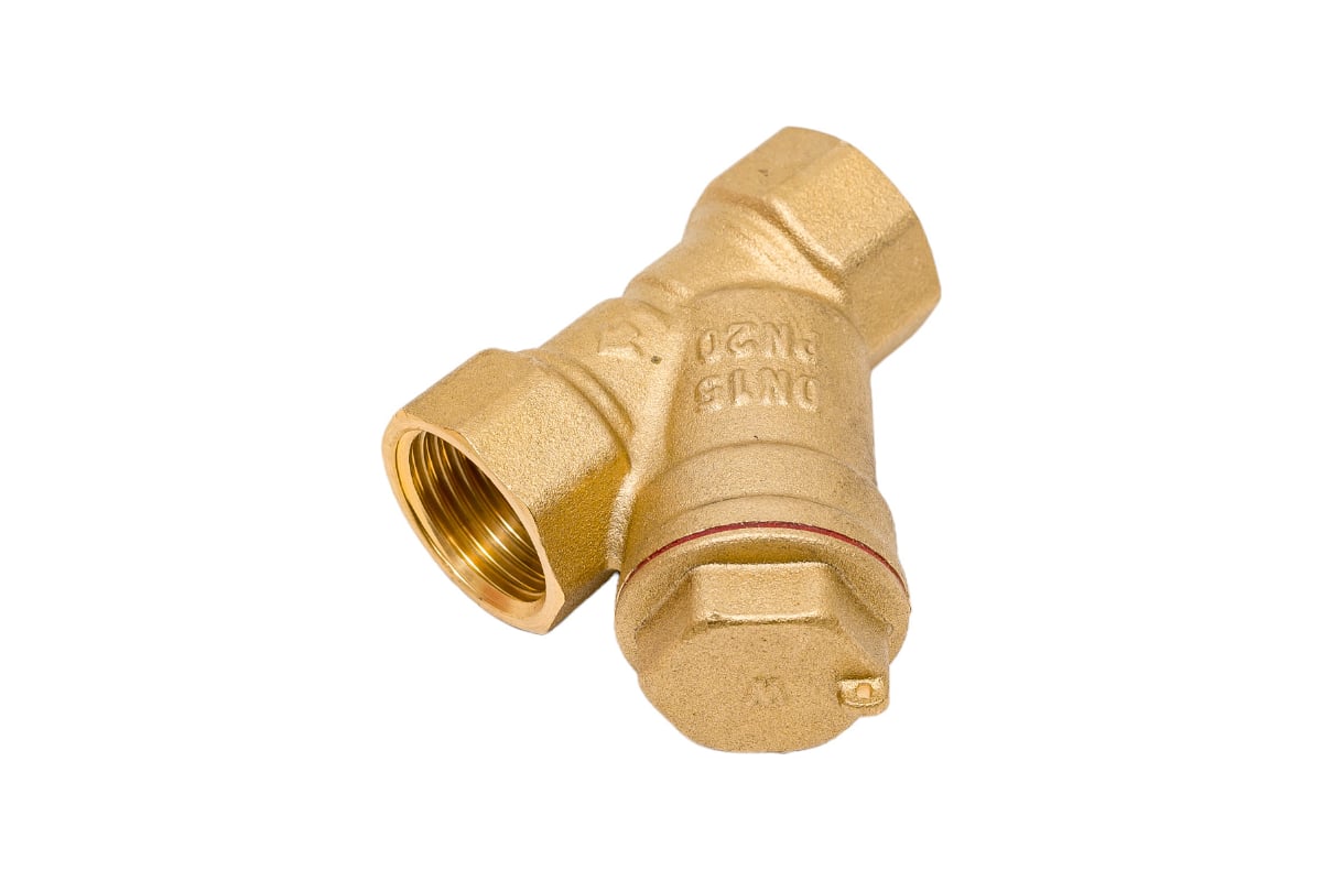 Фильтр STI сетчатый латунный У-образный Ду15 Ру20 муфтовый, уплотнение ...