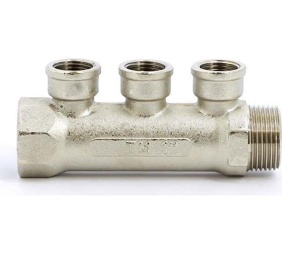 Коллектор Tiemme 3 отвода, 1"х1/2"В (никель) 1910077 / 1943N060403