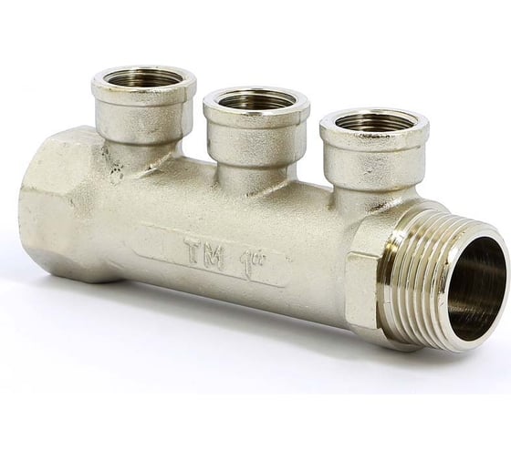 Коллектор Tiemme 3 отвода, 1"х1/2"В (никель) 1910077 / 1943N060403