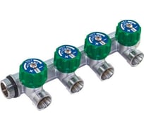 Коллектор Tiemme 4 отвода, регулируемый 3/4"х3/4(18) евроконус Maxima Corner (никель) 1850009 / 1871K