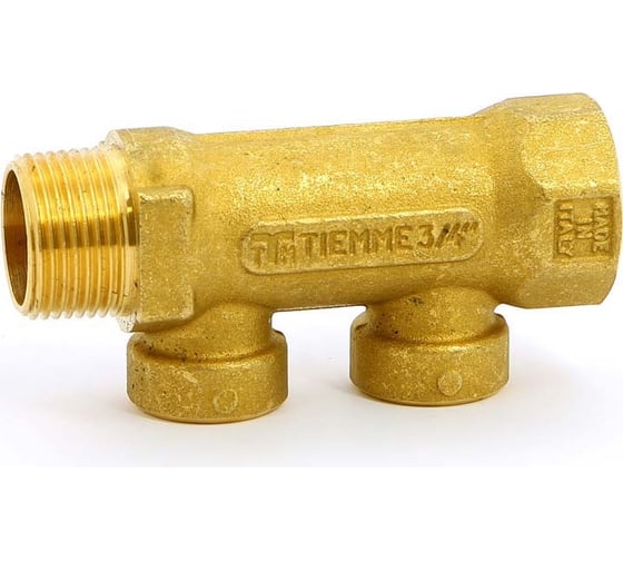 Коллектор Tiemme 2 отвода, 3/4"х1/2"В (латунь) 1910052 / 1932G050402