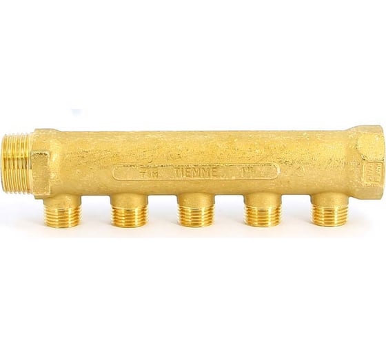 Коллектор Tiemme 5 отводов, 1"х1/2(16) (латунь) 1910011 / 1925G060405