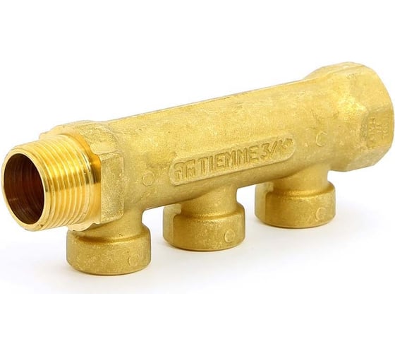 Коллектор Tiemme 3 отвода, 3/4"х1/2"В (латунь) 1910039 / 1933G050403