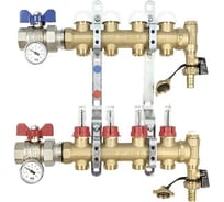 Коллекторная группа Tiemme 12 отводов 1"х3/4"(18) с расходомерами (из штампованной латуни) 3850022 / 3873