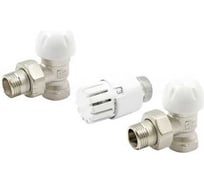 Комплект подключения радиаторов Tiemme угловой 1/2" (2 клапана + головка) 3300134 / 3300018