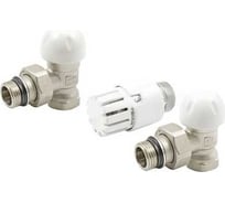 Комплект подключения радиаторов Tiemme угловой 1/2" (2 клапана с предварительной настройкой + головка) 3310047 / 331HKIT01