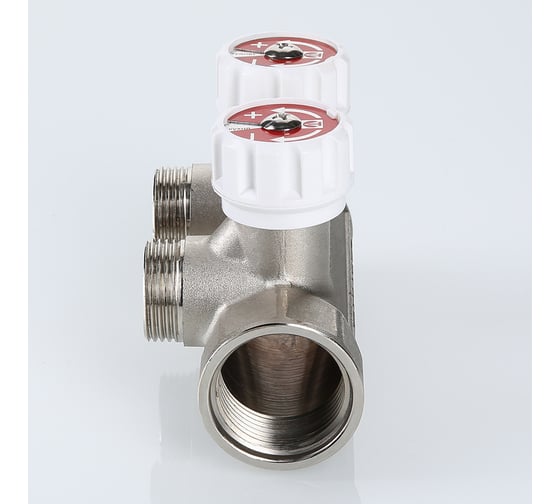 Коллектор с регулировочными вентилями VALTEC 1"х2 выхода, евроконус 3/4" (на подающий трубопровод) VTc.570.NE.0602