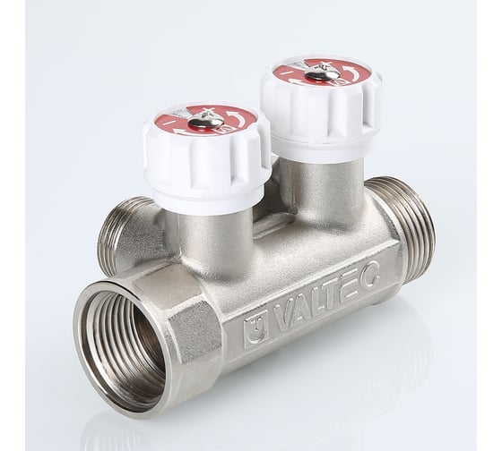Коллектор с регулировочными вентилями VALTEC 1"х2 выхода, евроконус 3/4" (на подающий трубопровод) VTc.570.NE.0602
