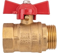 Кран шаровой полнопроходной DN.ru 11б27п1 Ду20 Ру16 латунь муфтовый (штуцер-гайка) D160-00303