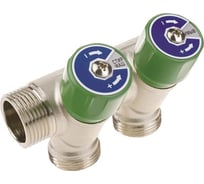 Коллектор ELSEN модульный, 1, 4 контура, размер отвода-3/4 ЕК, вентили под 90, TIN латунь EMW02.04T