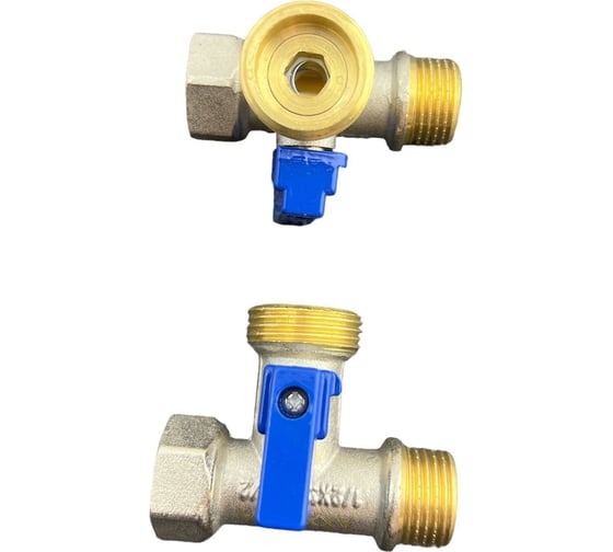 Шаровой трехпроходной кран для стиральной машины GRIALE 1/2" нр x 3/4" нр x 1/2" вн наружная-внутренняя резьба A153